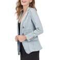 thumbnail image 4 of MODA NOVA Juniors Notched Lapel Long Sleeve Button Denim Jacket with Pockets, 4 of 6