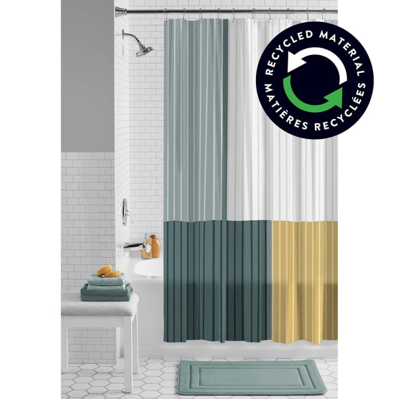 Mainstays Colorblock Striped Waterproof PEVA Shower Curtain