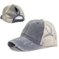 thumbnail image 6 of Skymirror Women Ripped Anti UV Mesh Ponytail Hat Adjustable Breathable Sports Baseball Cap, 6 of 8