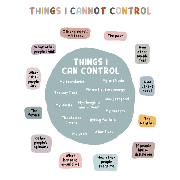 Things I Can Control Poster, Therapy Office Decor, Therapy Counseling Wall Art, Classroom Poster, Counselor, Therapist, Anxiety, Psychology School Counselor Resources Decor Poster