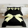 thumbnail image 2 of Feelyou Black Yellow Bowknot Queen Comforter Set for Girls, Kawaii Bow-tie Ribbon Bedding Sets, Cute Princess Style Reversible Bedding Comforter Set, Ultra Soft Bedroom Decor, 3 Pieces, 2 of 8