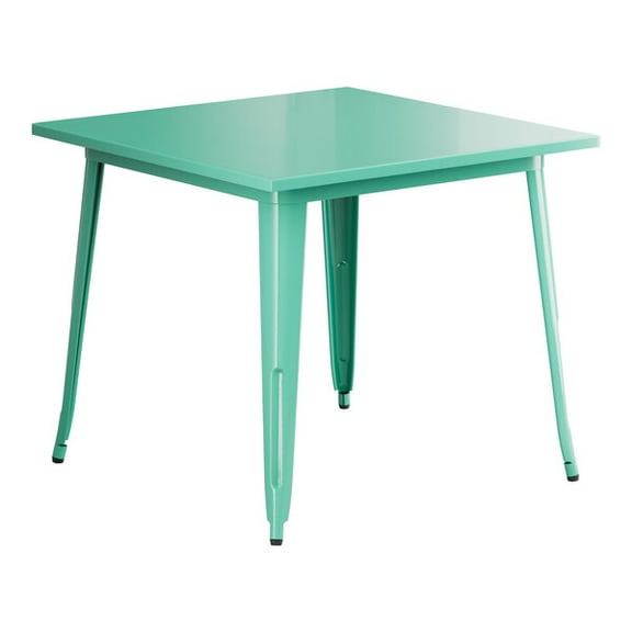 36'' Square Aquamarine Metal Restaurant Patio Dining Table For Indoor or Outdoor Use