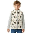 thumbnail image 5 of Xixirimido Chicken Roosters Floral Pattern Girls Boys Fleece Vest Kids Zip-up Vest Sleeveless Stand Collar Jacket with Pockets Fall Winter Outerwear for 2T, 5 of 7