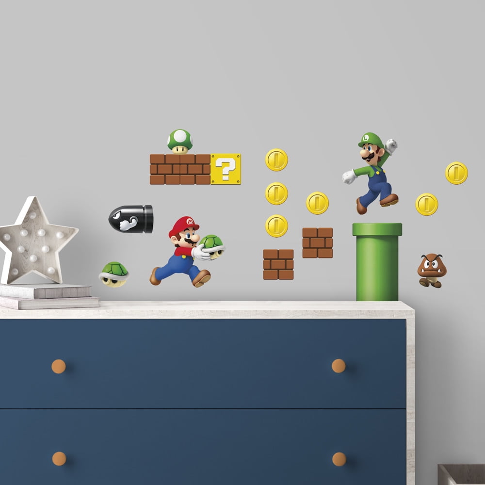 RoomMates Nintendo Super Mario and Luigi Build a Scene Peel and Stick Wall Decals