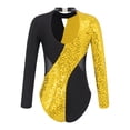 thumbnail image 2 of YONGHS Sequins Leotards for Girls Ballet Gymnastics Long Sleeve Athletic Tumbling Bodysuit Unitard Yellow 12, 2 of 7