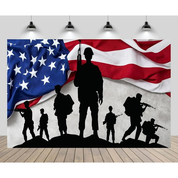 American Flag Backdrop Ground Army Soldier Memorial Day Veterans Day 4th July Background American Independence Day Soldier Theme Party Decorations Photo Studio Props