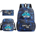 thumbnail image 1 of Three-Pieces Set Of School Bags For Male And Female Students, Campus Pencil Case, Canvas Bags Large-Capacity Backpack, 1 of 6
