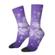 thumbnail image 1 of Balery Snowfall Sky White Purple Calcetas Largas con Estampado para Hombre y Mujer – Suaves y Transpirables, Talla Única (US 5-11), 1 of 6