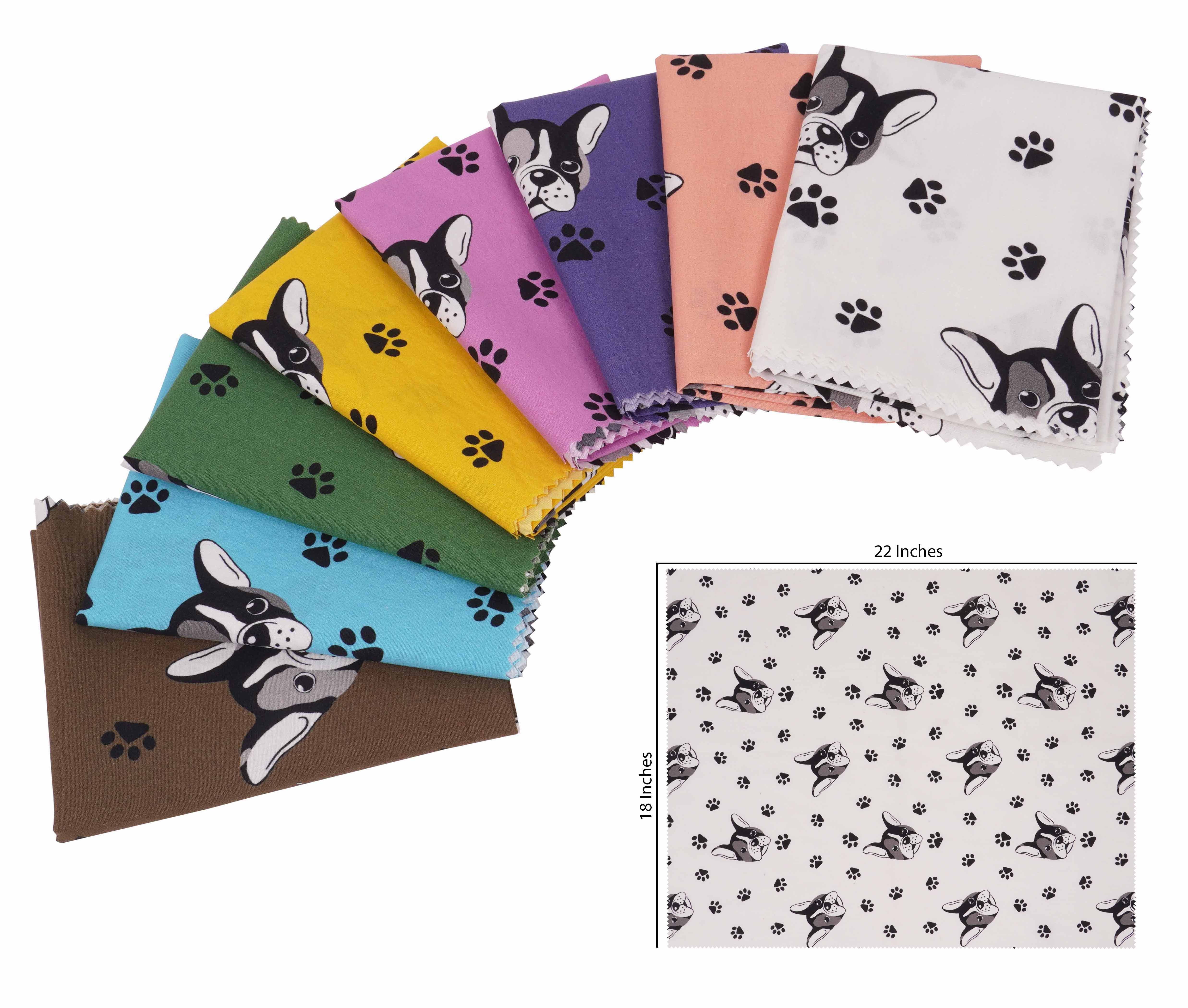 Soimoi 8 Pc Fat Quarter Bundle,DogPrint 18"x 22"DIY Patchwork-100% CottonPre-Cut Quilting Fabric Multicolor