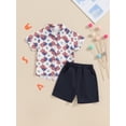 thumbnail image 2 of Nygoyerh Little Boys 4th of July Shorts Sets Toddler Short Sleeve Flag Print Button Shirt Tops with Solid Color Shorts 2Pcs Kids Summer Outfit for Independence Day 12M-5T, 2 of 9