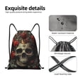 thumbnail image 3 of Kdxio Classical Rose Crown Skull Print Drawstring Backpack Bag,Waterproof Draw String Back Sack, Gym Drawstring Bags Swim Bag For Unisex, 3 of 5