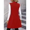 thumbnail image 5 of Women'S Elegant Plus Size Sleeveless Front V-Neck Long Coat Red XL, 5 of 6