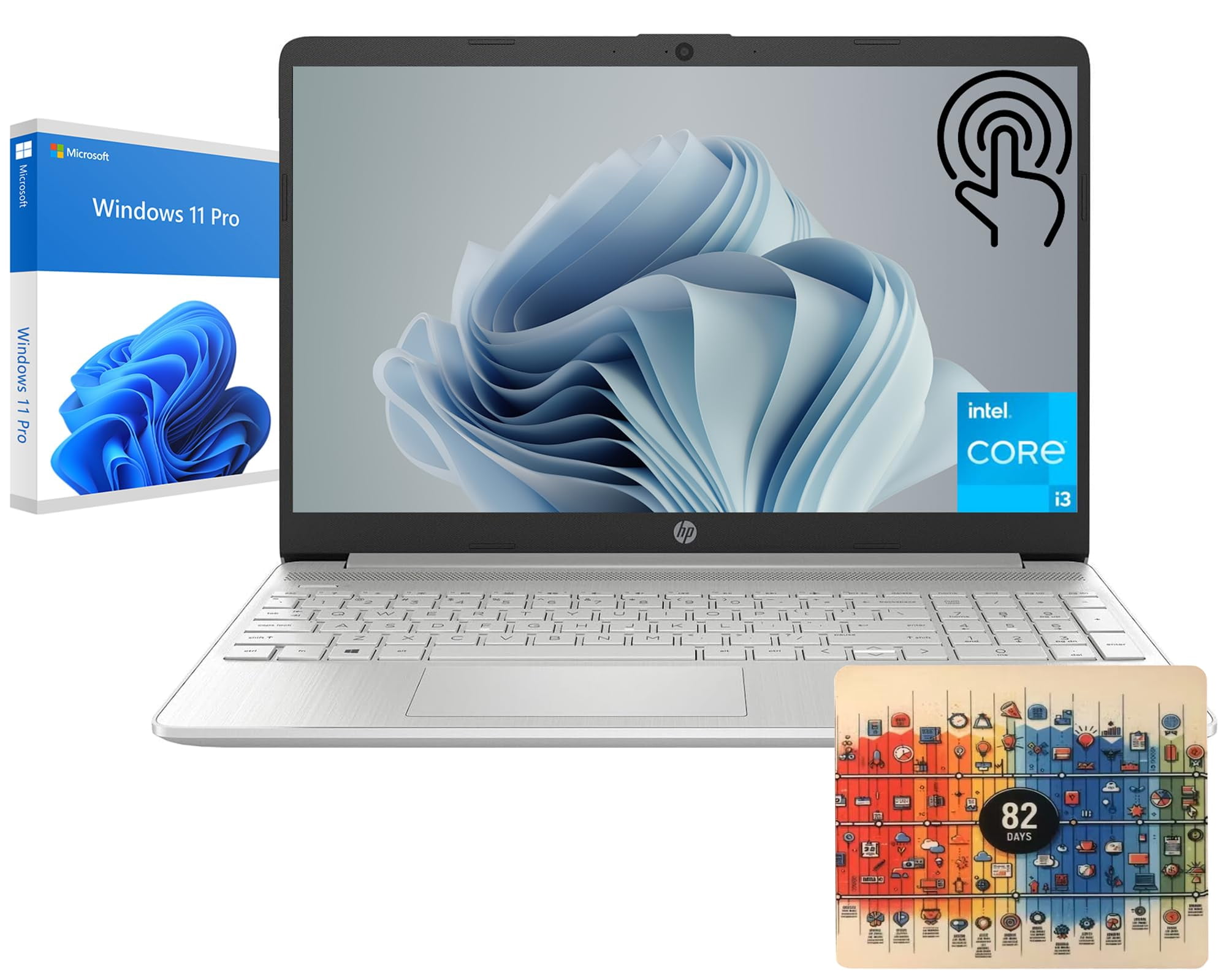 HP 15 Graphite Mist Touchscreen Laptop, Intel Core i5-8250U, 1TB