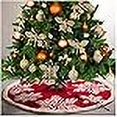 thumbnail image 3 of Glitzhome Jupe de Sapin de Noël Tricotée Rouge 48 Pouces" avec Motif Flocon de Neige pour Décoration de Fête d'Hiver (Flocon de Neige Blanc), 3 of 4