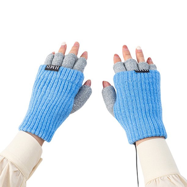 Matsuzay Guantes sin dedos invierno portátil cálido mantenimiento recargable eléctrico calefacción desmontable interior mitones mano Protector Suministros térmicos Azul Matsuzay HA011767-04
