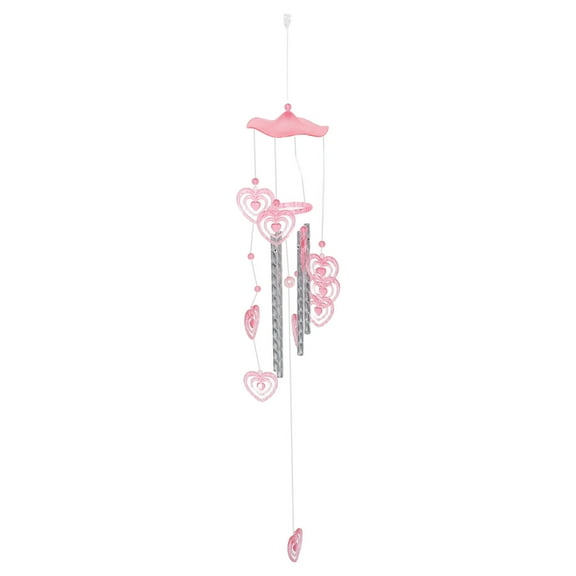 HOOWIFFY Heart Wind Chimes Memorial Outdoor Ornament Elegant Pink Metal Hanging Decoration 1 PCS