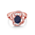 thumbnail image 2 of Gem Stone King 3.02 Ct Oval Blue Sapphire 18K Rose Gold Plated Silver Ring, 2 of 3