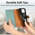 thumbnail image 6 of Wallet Case for iPhone 14 Pro Max Women Men, Durable PU Leather Magnetic Flip Lanyard Strap Wristlet Zipper Card Holder Kickstand Wallet Phone Case Cover Full Body Protection, Green, 6 of 10