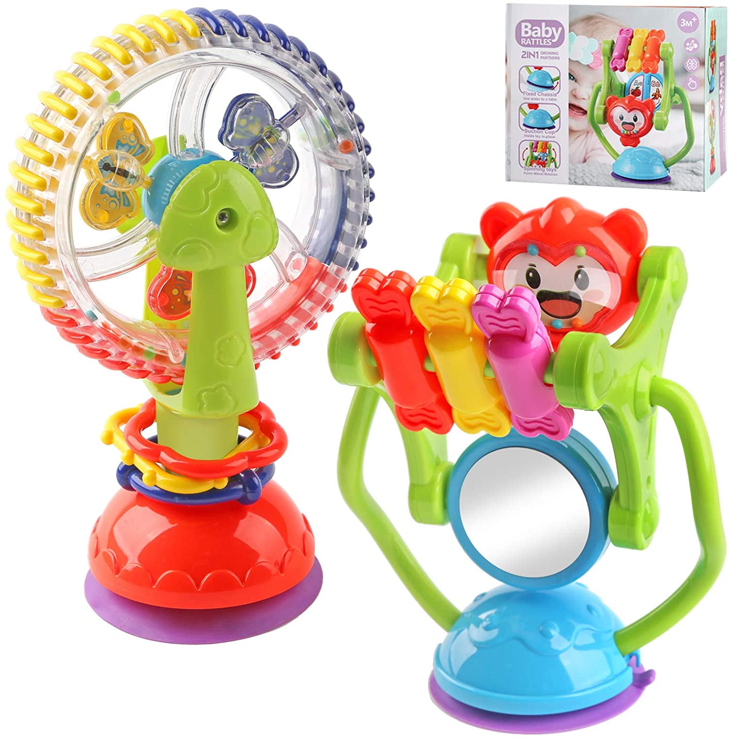 VATENIC Baby Rattle Toys - Rattles Baby Toys - Newborn Gift Set for 3 6 9 12 Months Babies - Babies Rattles With Suction Cup Grab Shaker and Spin