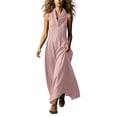thumbnail image 2 of Womens Casual Solid Color Sleeveless Irregular Neckline Dress, 2 of 6