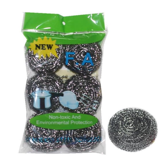 Sueyeuwdi Fournitures de Nettoyage Vadrouille Récurage Inoxydable 6 Pcs Tampon de Récurage en Fil Éponges en Acier Acier Cuisine, Bar de Salle à Manger Argent