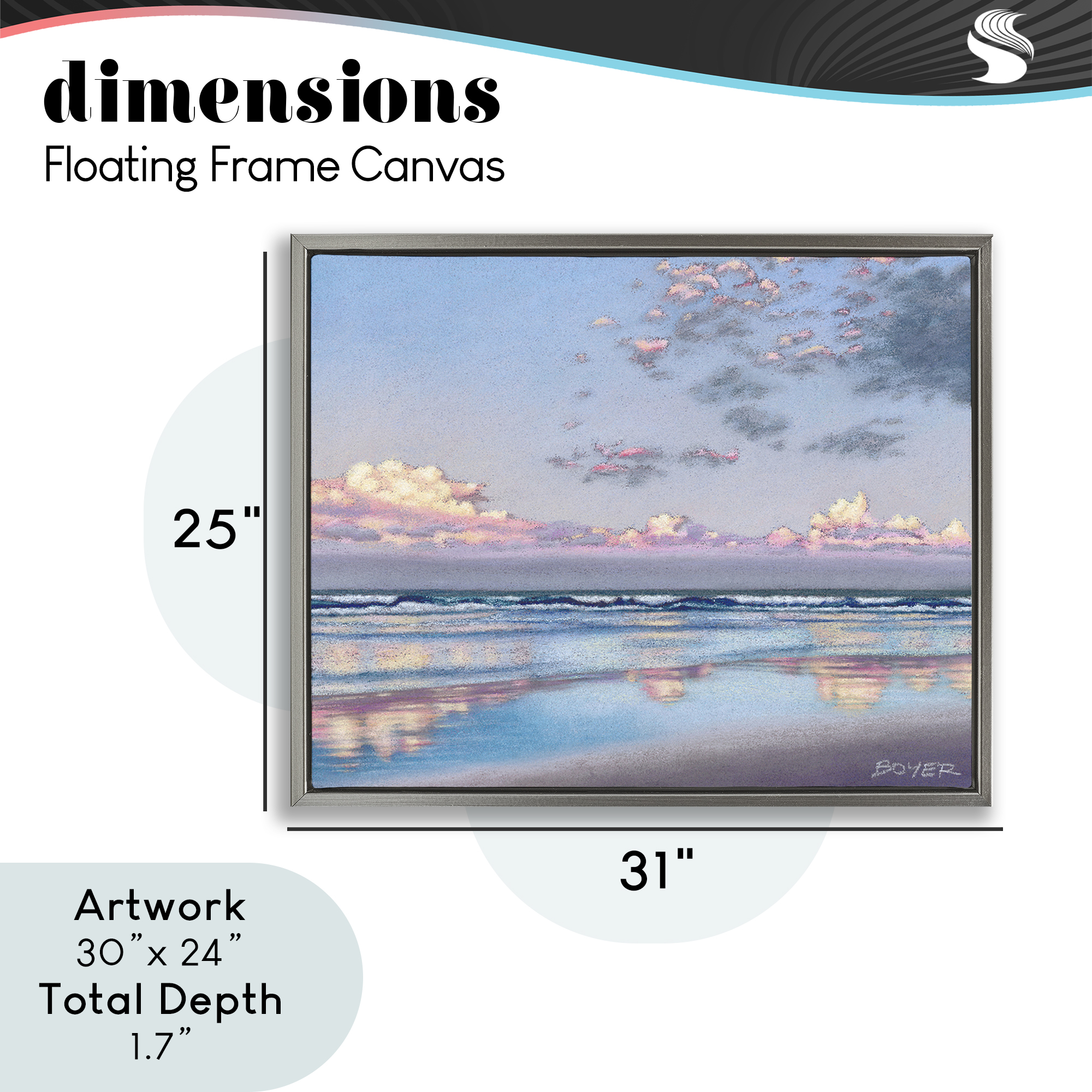 Stupell Industries Nature's Poetry Seascape Gray Framed Floater Canvas Wall Art, design by Susy Boyer