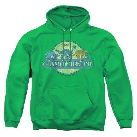 Trevco Sportswear UNI738-AFTH-5 Land Before Time Retro Logo Adult Pullover Hoodie, Kelly Green - 2X