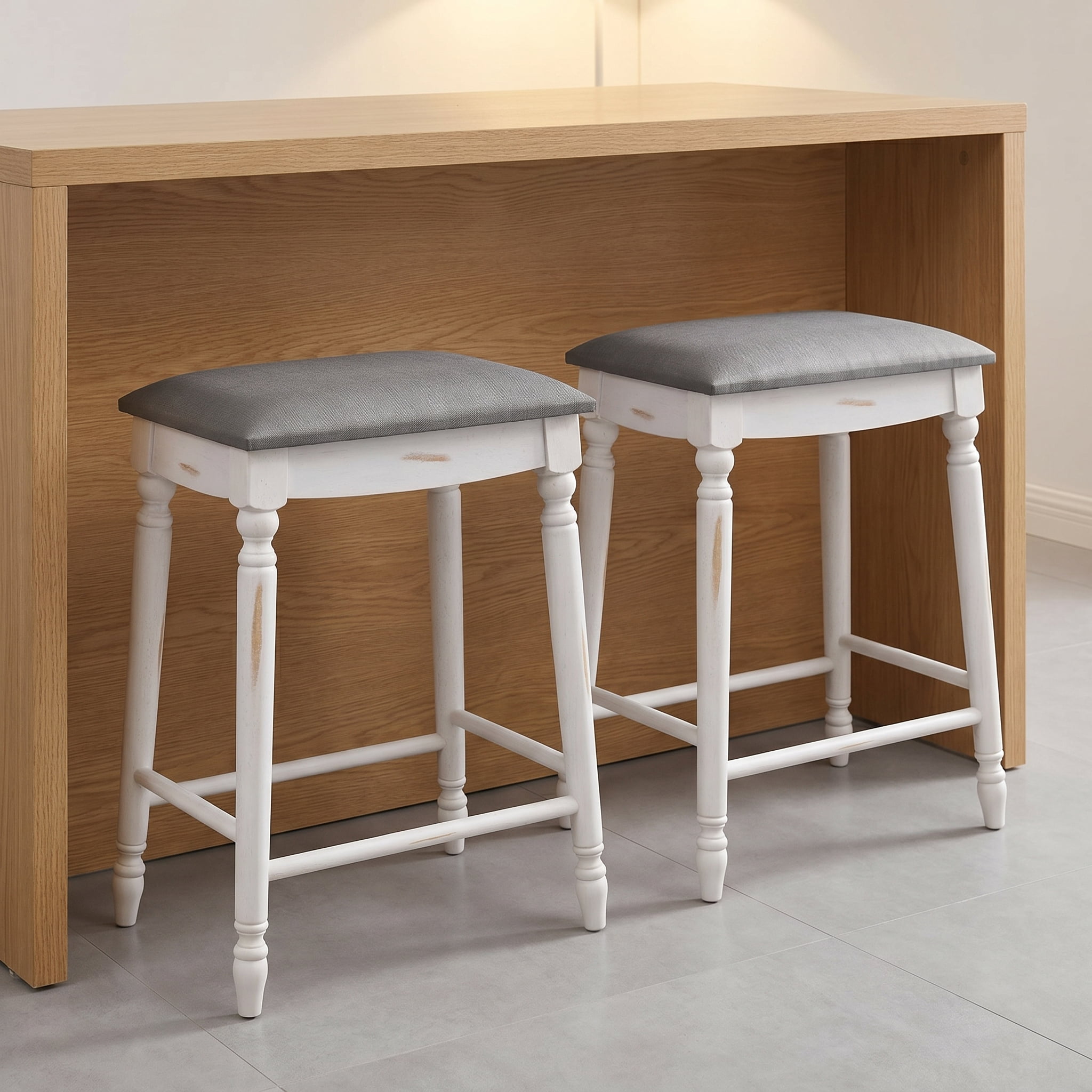 Resenkos 24 Inch Bar Stool Set of 2 with Padded Seat Cushions and Wood Legs-24 inches, Bar Height Stools, Bar Stools for Kitchen Island for Kitchen, Dining Room