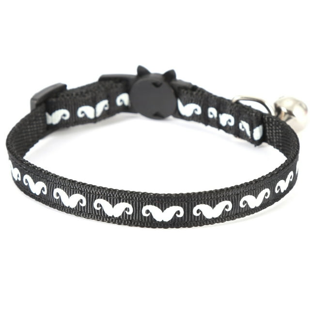 Collar luminoso para gatos, collar para gatos y perros con cascabel, garra de gato, barba negra, S 1.0 * 28cm