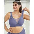 thumbnail image 4 of SHOWMALL Plus Size Everyday Bras for Women Soft Sleep Wirefree Bras Gray Blue 3XL Full Coverage Bra, 4 of 10