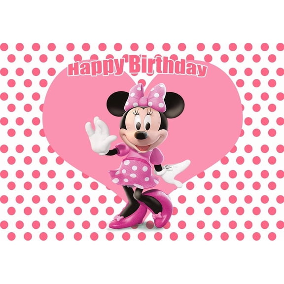 Minnie Birthday Party Banner,5 x 3ft Photography Background Vinyl Wall Decorations Supplies for Kids Boys Toddlers