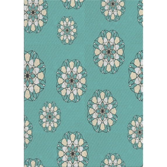 Ahgly Company Indoor Rectangle Patterned Tiffany Blue Novelty Area Rugs, 7' x 10'