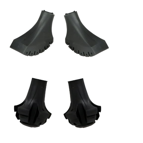 Four Pack of Extra Durable Rubber Replacement Tips (Replacement Feet / Paws / Ferrules / Caps) for Trekking Poles - Fits All Standard Hiking and Walking Poles (Round (2) & Medium Tapered (2), 4 Pack)