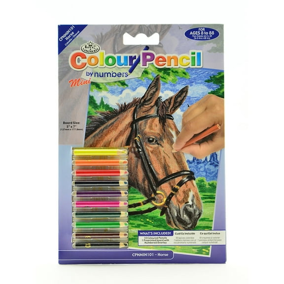 Mini Color Pencil By Number Kits Horse (pack of 8)