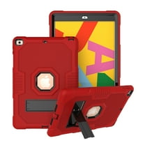 Dteck Case for Apple iPad 8th Generation 10.2-inch (2020),Shockproof Armor Rugged Rubber Hybrid Hard PC Protective Stand iPad 7th Gen 10.2" 2019 Cover (Without Screen Protector),Red Black