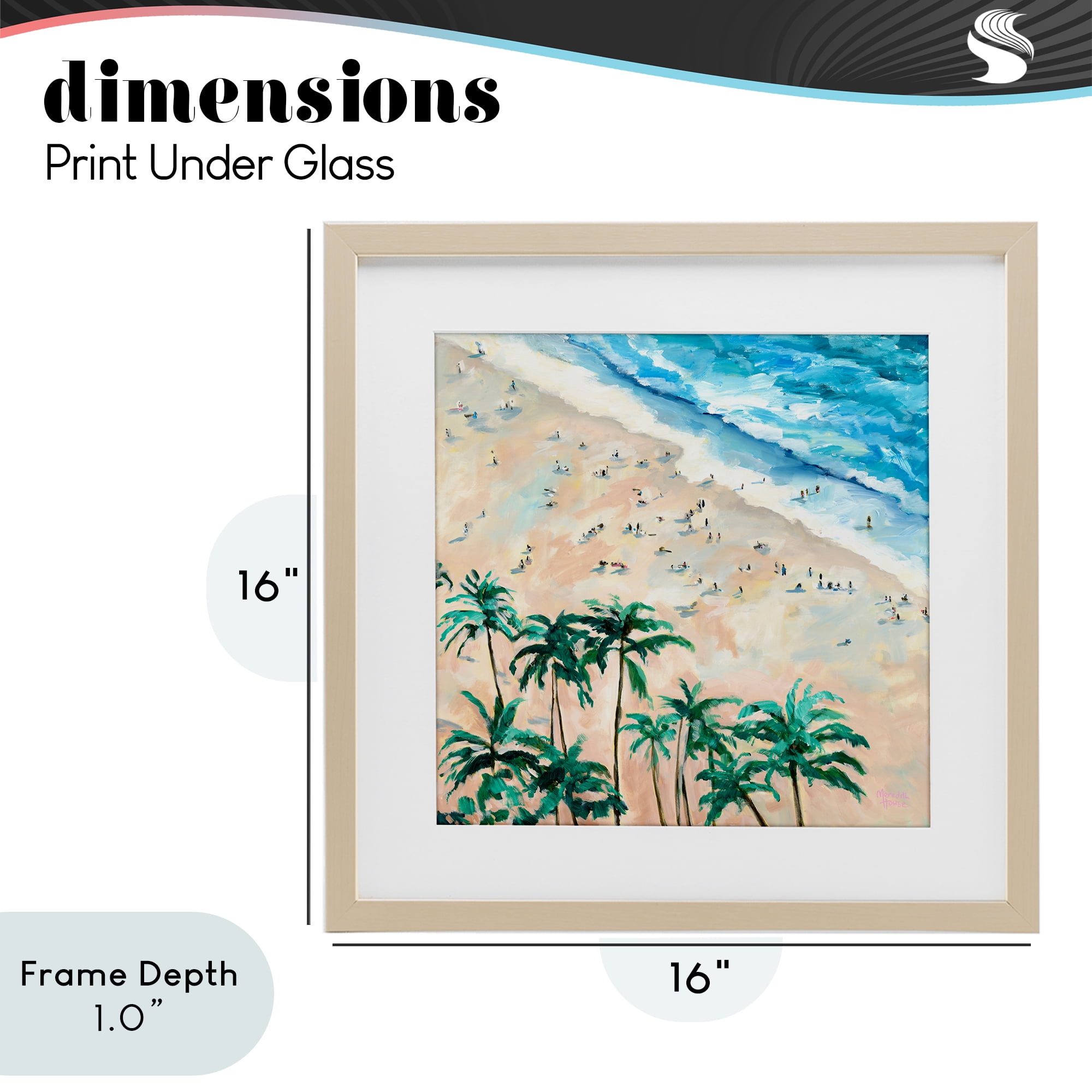 Stupell Industries Waikiki Beach Overview Birch Framed Print Under Glass, design by Meredith Howse
