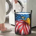 thumbnail image 4 of Lsque Eagle Head With American Flag pattern Laundry Hamper Basket, Tall Woven Rope Hamper Basket for Clothes, Lightweight Storage Basket, Collapsible Waterproof-Small, 4 of 8