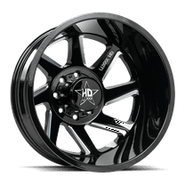 Luxxx HD14 Rear Outer Dually Wheel, 20"x8.25", 8x165mm, -192 Offset, 121.3mm Hub, Gloss Black Milled Finish