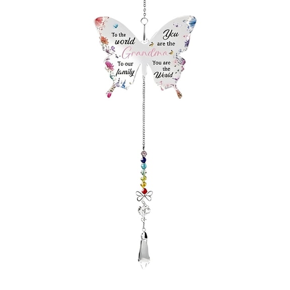Clearance Under $ 1.09 Butterfly Sunflower Crystal Pendant H, Window Hanging Wind Chime Gratitude Memorial Decor For Home Garden Accent