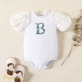 thumbnail image 1 of PatPat Baby Girl Cotton Letter Embroidered Frill Neck Puff-sleeve Romper, 1 of 5