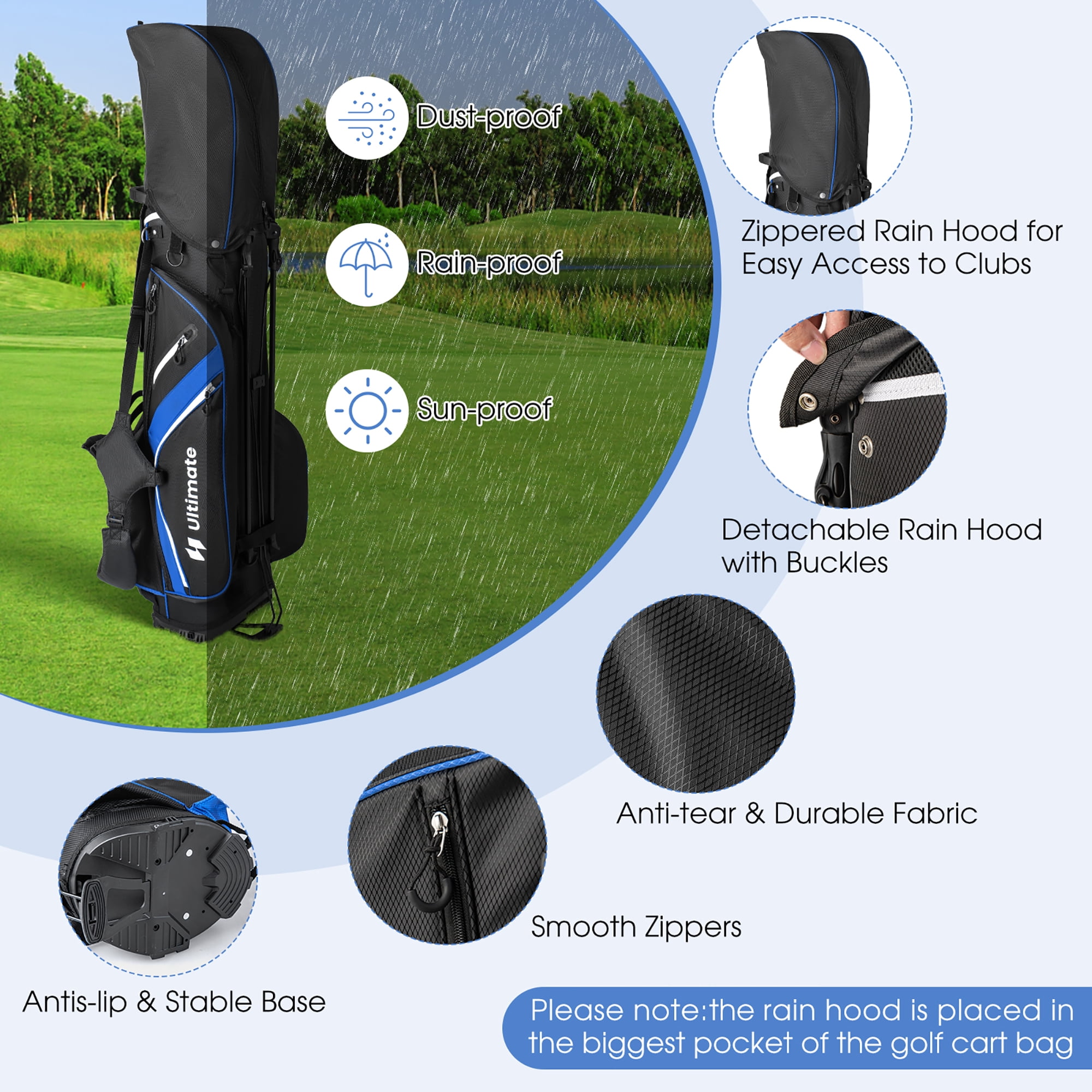 Gymax Golf Stand Bag Golf Club Bag w/ 14 Way Top Dividers & 6 Pockets & Carrying Handles Blue