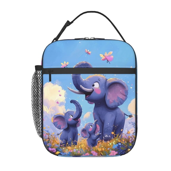Whimsical Cartoon Elephant Lunch Box Reusable Portable Lunch Bag Tote Bag for Work Picnic Hiking