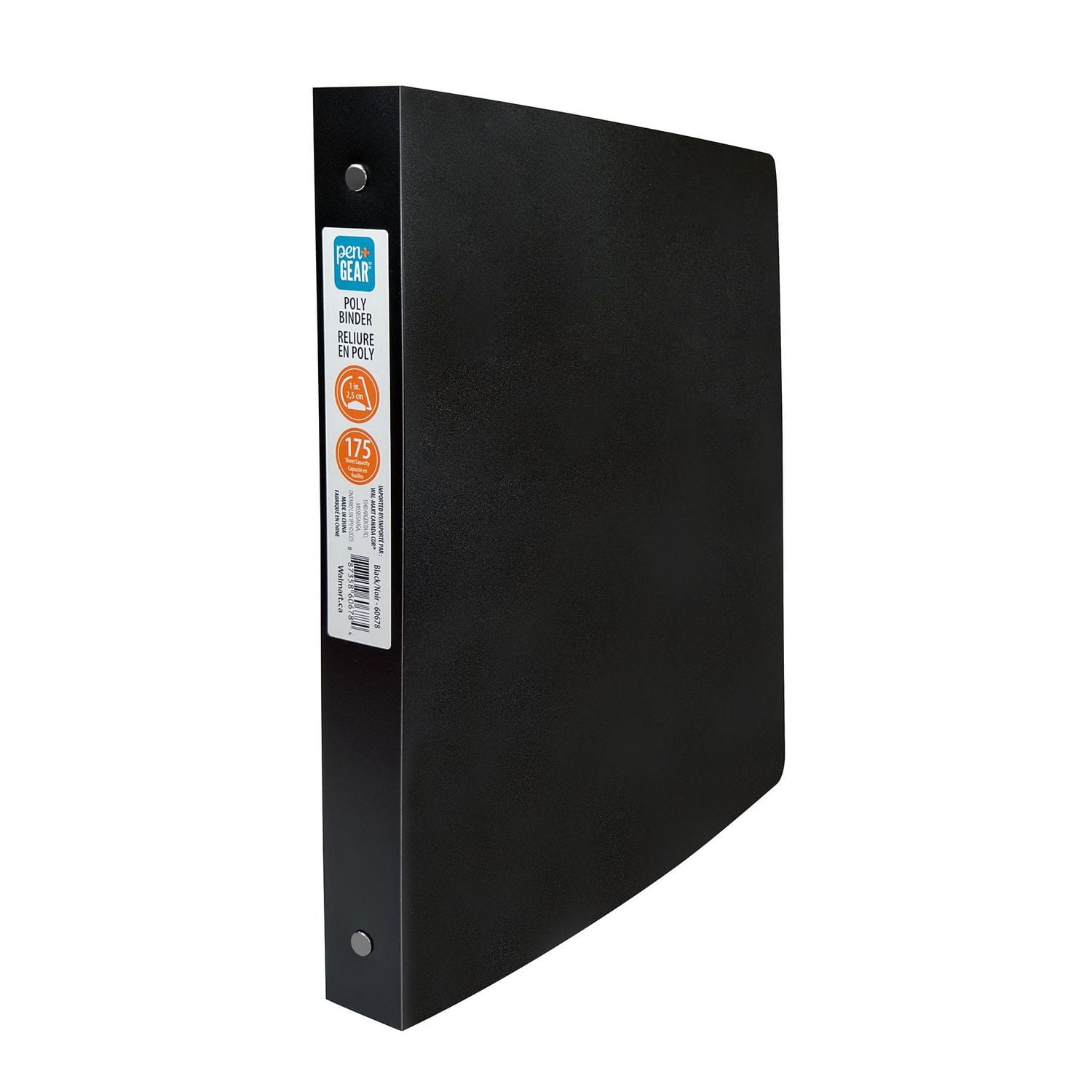 Pen + Gear 1" Poly Binder, O-Ring, BLACK, 1", round rings