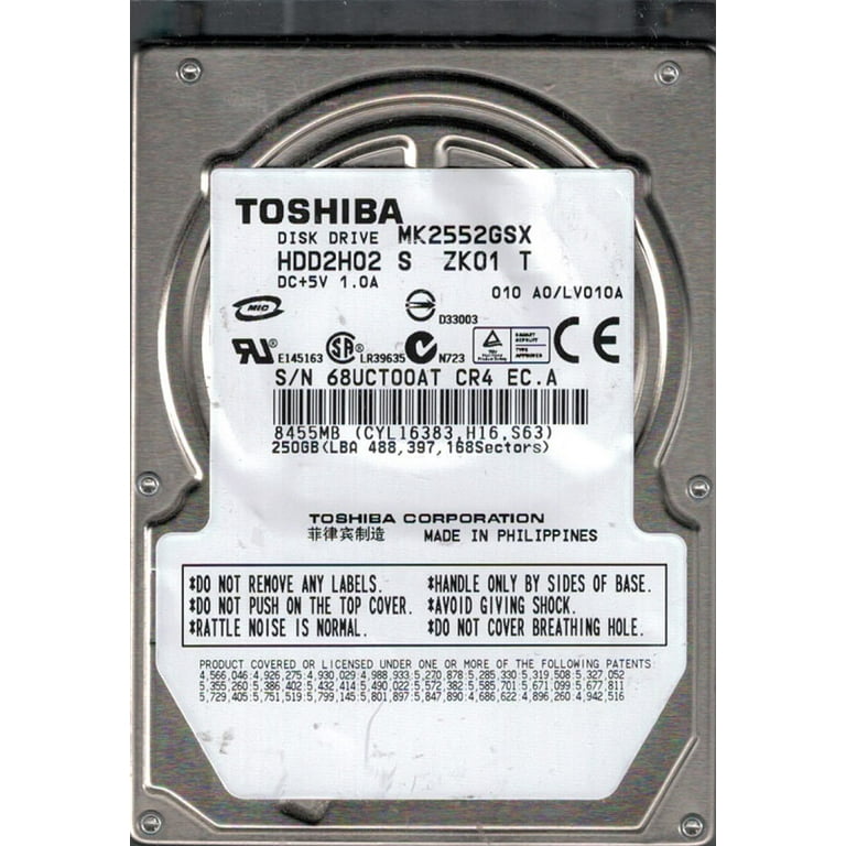 Toshiba MK2552GSX 250GB HDD2H02 S ZK01 T F/W: A0/LV010A