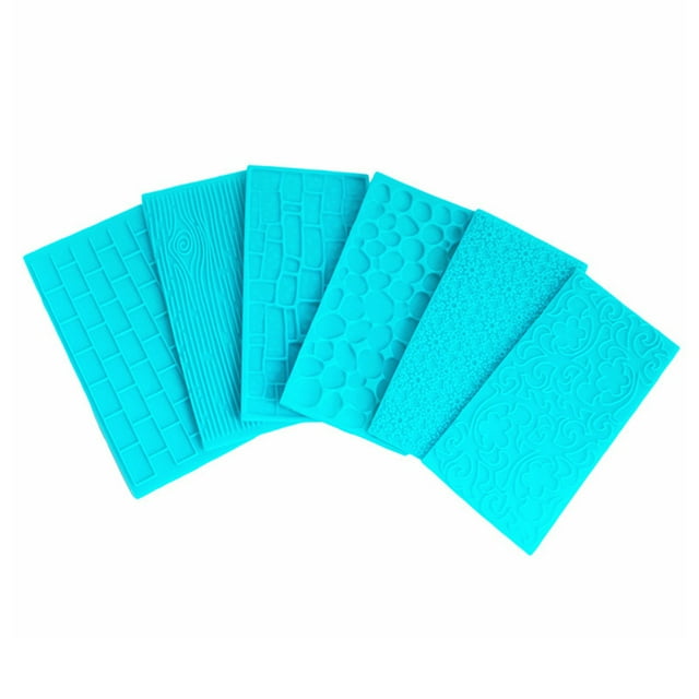 Juego de 6 moldes de silicona para decoración de pasteles, incluye diseños de corteza, pared, piedra, muro y girasol, ideal para repostería creativa.