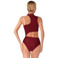 thumbnail image 2 of YEAHDOR Womens Figure Skating Bodysuit Costume Glittery Rhinestone Hollow Gymnastics Acrobatics Leotard Burgundy XL, 2 of 7