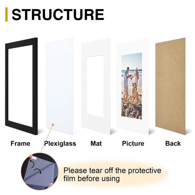 decorUhome 8x10 Picture Frame Matted to 5x7, Black photo 3