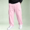 thumbnail image 3 of Dwellite Baggy Cargo Sweatpants for Men Wide Leg Jogger Pants Loose Fit Fashion Solid Color Trousers with Pockets Pink 3XL, 3 of 6