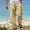 Khaki, variant on Men's Casual Linen Harem Pants with Drawstring Elastic Waist for Beach Yoga and Comfortable Everyday Wear