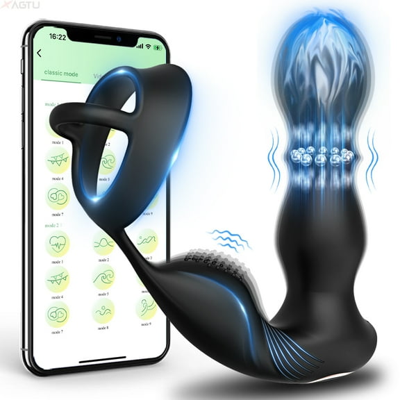 XBONP Vibrating Anal Bead Butt Plug for Penis Stimulation Adult Sex toys with Remote Control, Anal Vibrating Anus Plug for Men